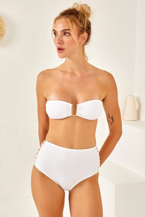 Aksesuarlı Soft Straplez Bikini Tek Üst 