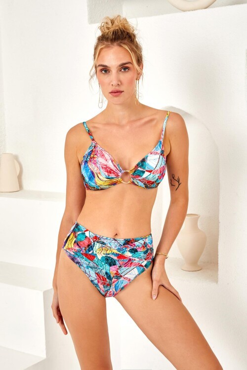 Halka Detaylı İnce Askılı Bikini Tek Üst 