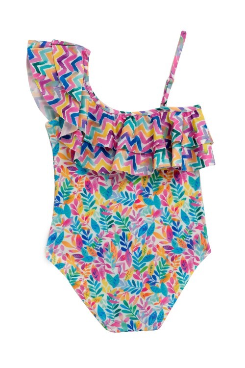 Atina Tek Omuz Volanlı Kız Çocuk Mayo