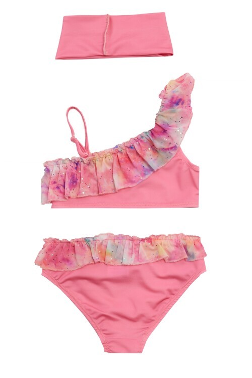 Lane Tek Omuz Fırfır Detay Kız Çocuk Bikini