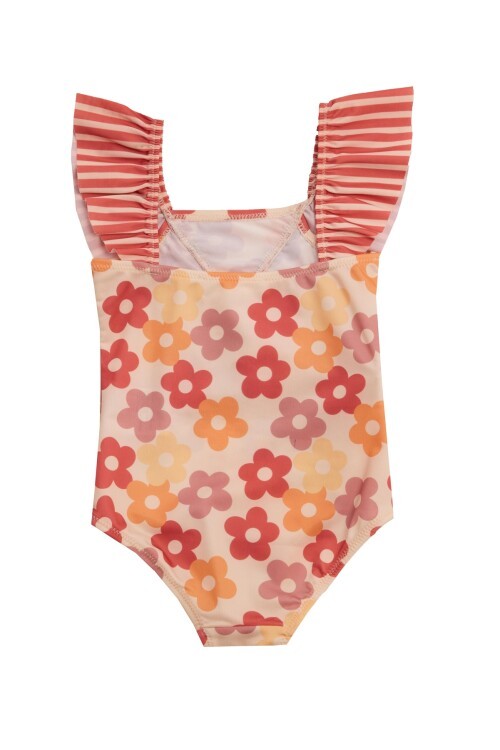 Retro Kız Bebek Omzu Fırfırlı Mayo