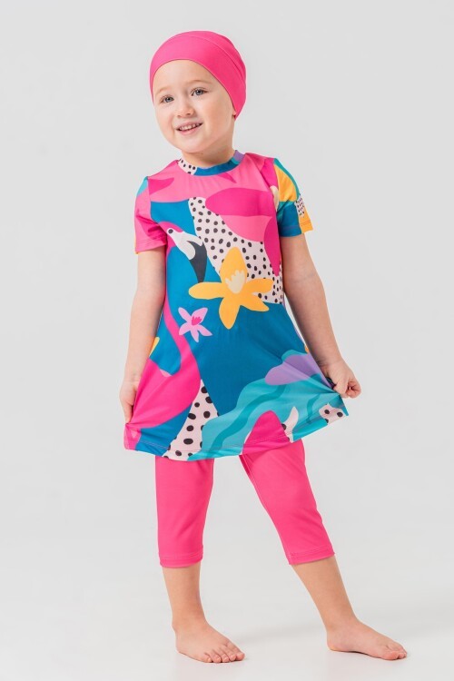 Sterli Kısa Kollu Taytlı Tesettür Mayo 1911