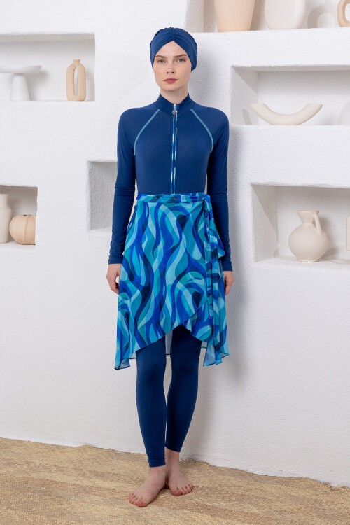 Carl Likralı Uzun Kollu Tesettür Mayo