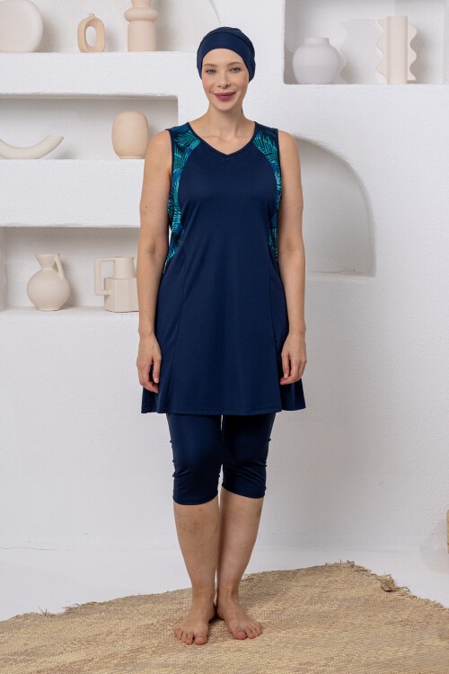 Elowen Likralı Kolsuz Battal Tesettür Mayo