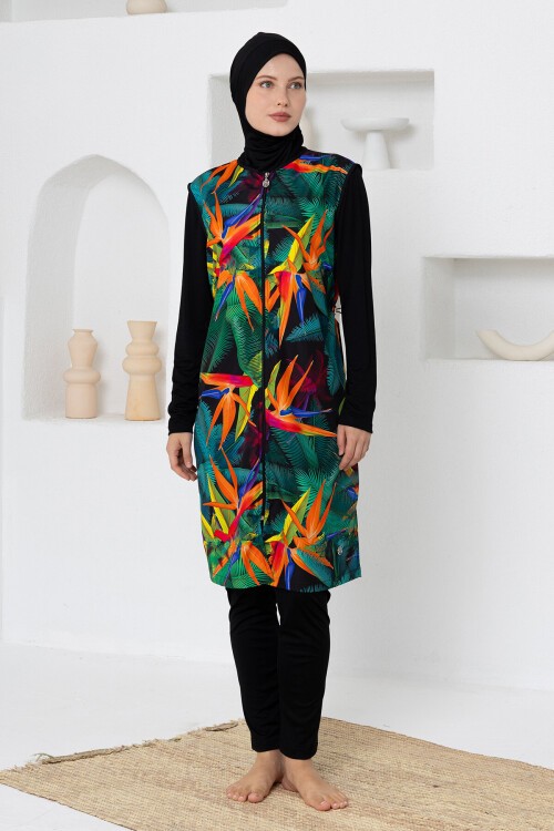 Forlant Jileli Uzun Kollu Battal Tesettür Mayo