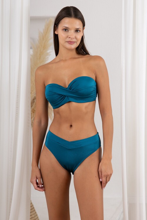 Kaplı Straplez Bikini Takım