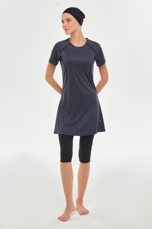 Lalo Likralı Kısa Kollu Tesettür Mayo