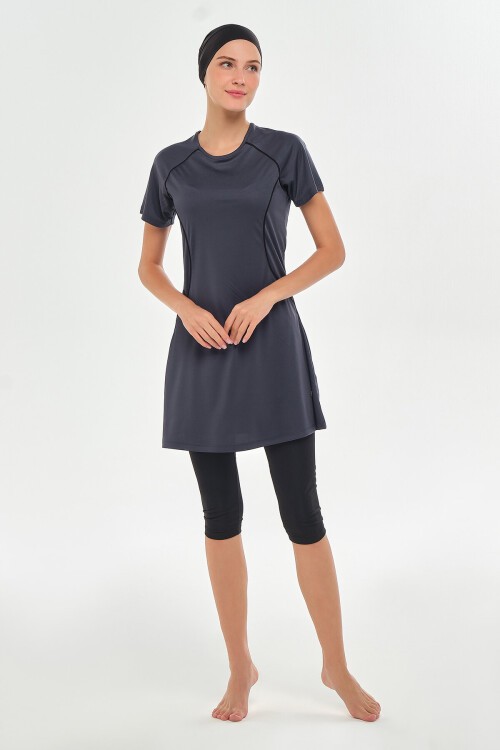 Lalo Likralı Kısa Kollu Tesettür Mayo