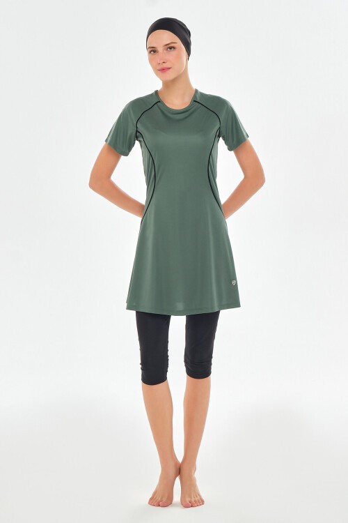 Lalo Likralı Kısa Kollu Tesettür Mayo