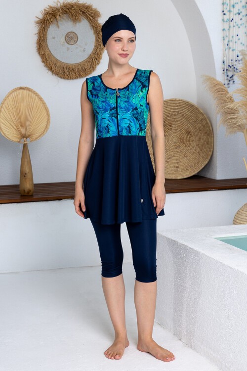 Lavender Likralı Kolsuz Tesettür Mayo