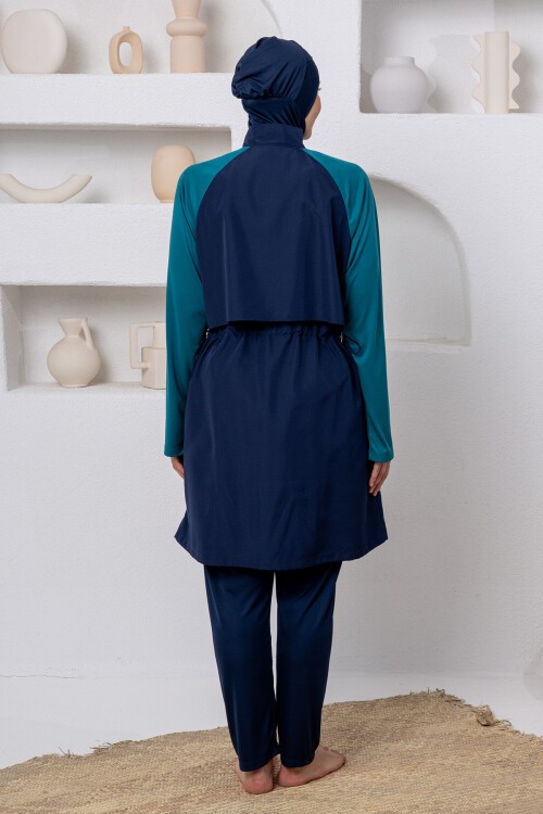 Makenna Paraşüt Uzun Kollu Battal Tesettür Mayo