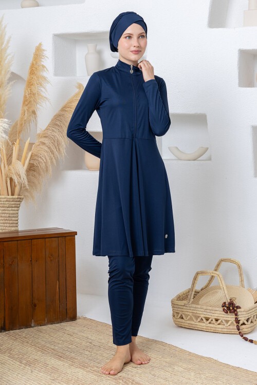 Maysız Likralı Uzun Kollu Tesettür Mayo