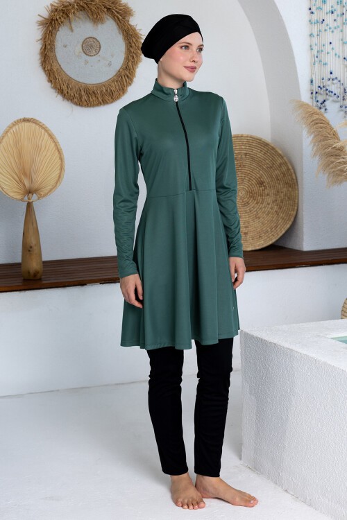 Maysız Likralı Uzun Kollu Tesettür Mayo