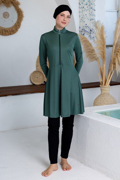 Maysız Likralı Uzun Kollu Tesettür Mayo