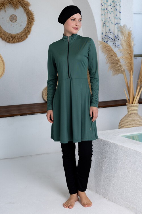 Maysız Likralı Uzun Kollu Tesettür Mayo