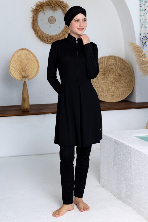 Maysız Likralı Uzun Kollu Tesettür Mayo