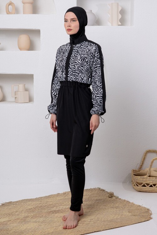 Melori Paraşüt Jileli Uzun Kollu Tesettür Mayo