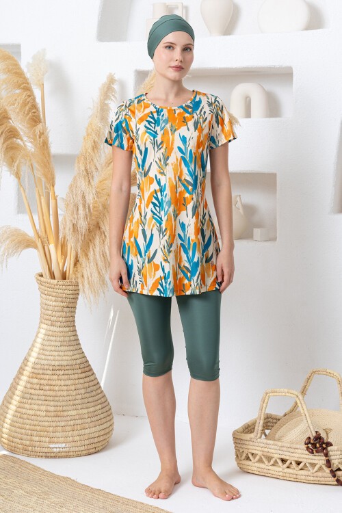 Mıles Likralı Kısa Kollu Tesettür Mayo