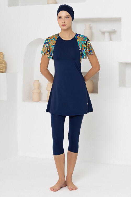 Moony Likralı Kısa Kollu Tesettür Mayo