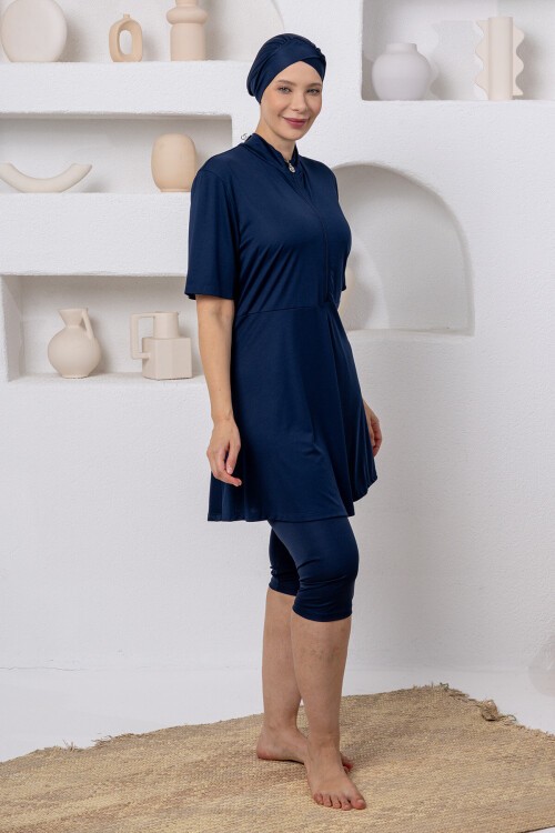 Naomı Likralı Kısa Kollu Battal Tesettür Mayo