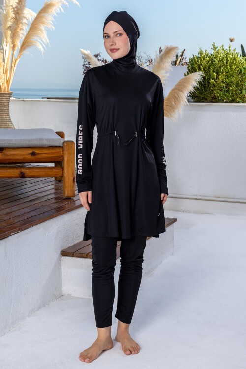 Opal Likralı Uzun Kollu Tesettür Mayo