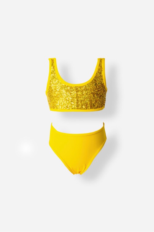 Payetli Bustiyer Kız Çocuk Bikini Takım