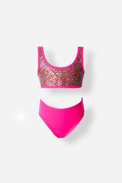 Payetli Bustiyer Kız Çocuk Bikini Takım