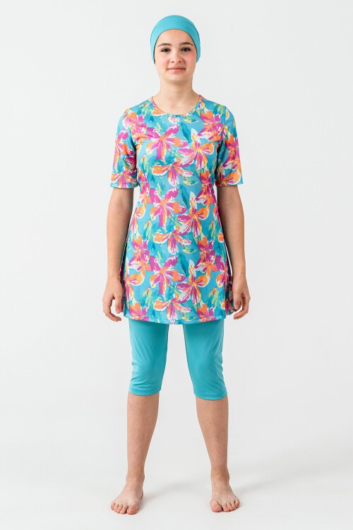 Perıdot Likralı Kısa Kollu Tesettür Mayo