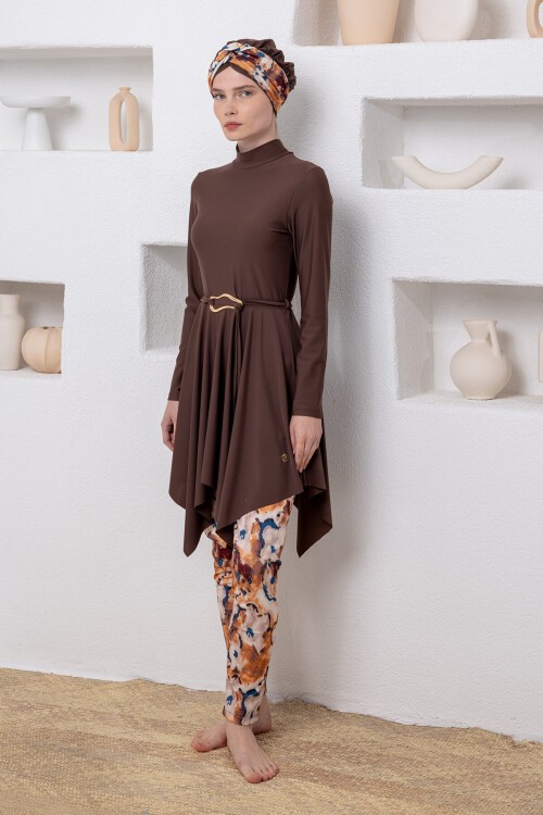 Sarah Likralı Uzun Kollu Tesettür Mayo