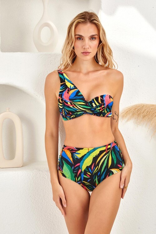 Tek Omuz Kaplı Straplez Bikini Takım 