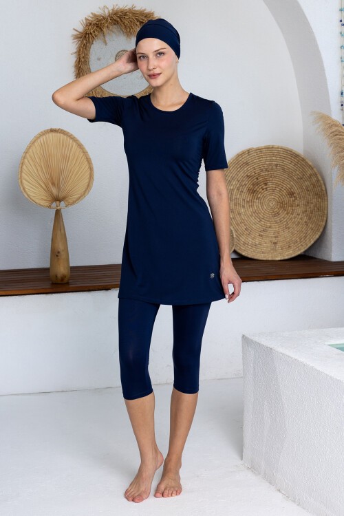 Walt Likralı Kısa Kollu Battal Tesettür Mayo