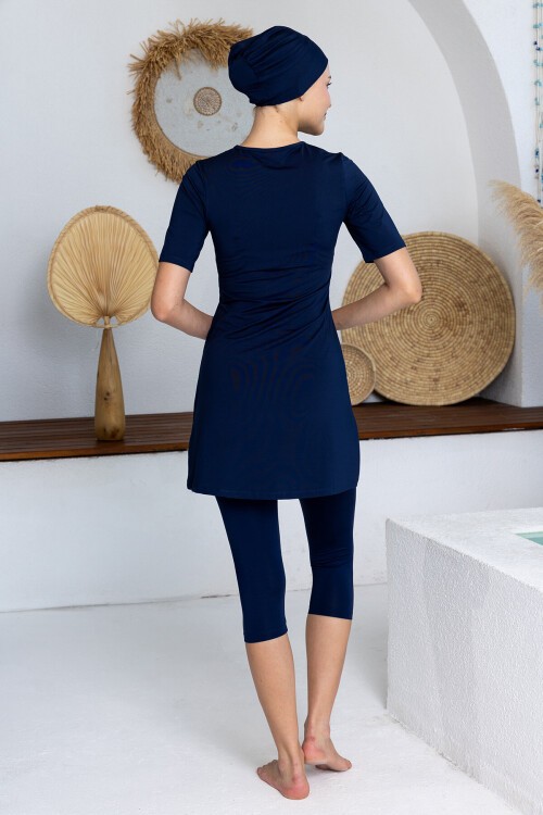 Walt Likralı Kısa Kollu Tesettür Mayo