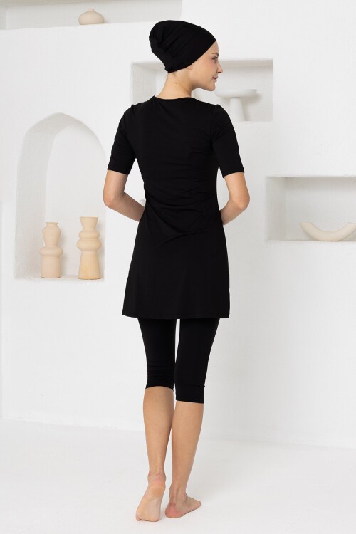 Walt Likralı Kısa Kollu Tesettür Mayo