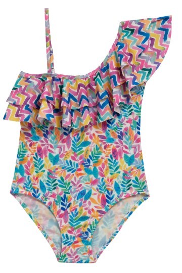 Atina Tek Omuz Volanlı Kız Çocuk Mayo