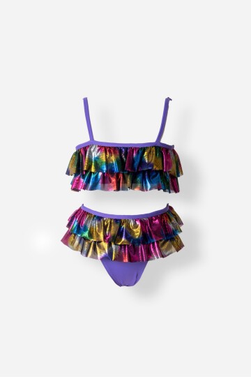 Fırfırlı Kız Çocuk Askılı Bikini Takım
