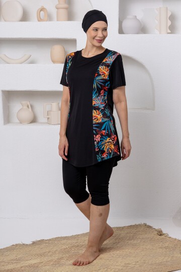 Lara Likralı Kısa Kollu Battal Tesettür Mayo