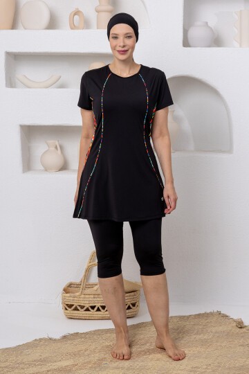 Louden Likralı Kısa Kollu Battal Tesettür Mayo