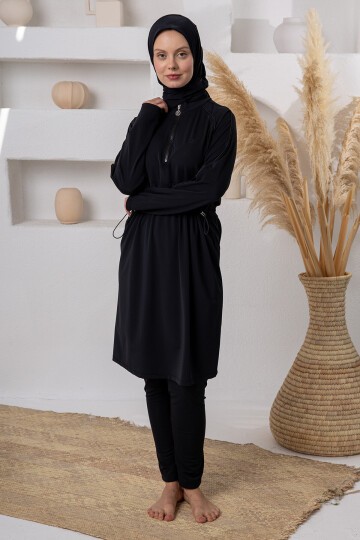 Maria Likralı Uzun Kollu Tesettür Mayo