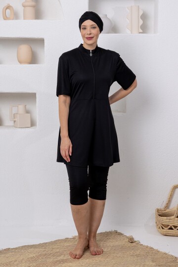 Naomı Likralı Kısa Kollu Battal Tesettür Mayo