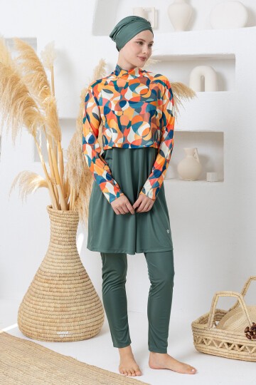 Necly Likralı Uzun Kollu Tesettür Mayo