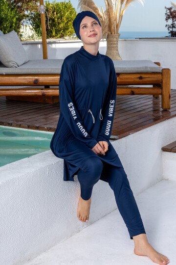 Opal Likralı Uzun Kollu Tesettür Mayo