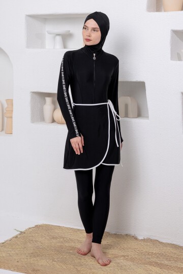 Oreta Likralı Uzun Kollu Tesettür Mayo