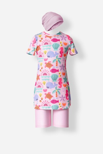 Veyron Likralı Kısa Kollu Tesettür Mayo