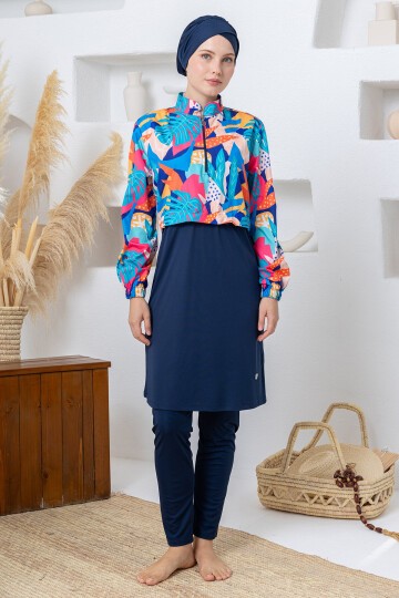 Wendy Paraşüt Likra Uzun Kollu Batta Tesettür Mayo