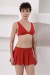 Etekli Uzun Üçgen Bikini Takım