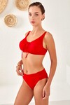 Sürgülü Detaylı Büyük Beden Bikini Takım